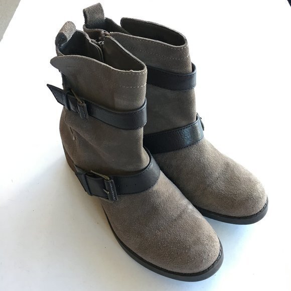 SOLE SOCIETY Kai Brown Suede Bike Boots‎ Buckled 8B - Picture 2 of 9